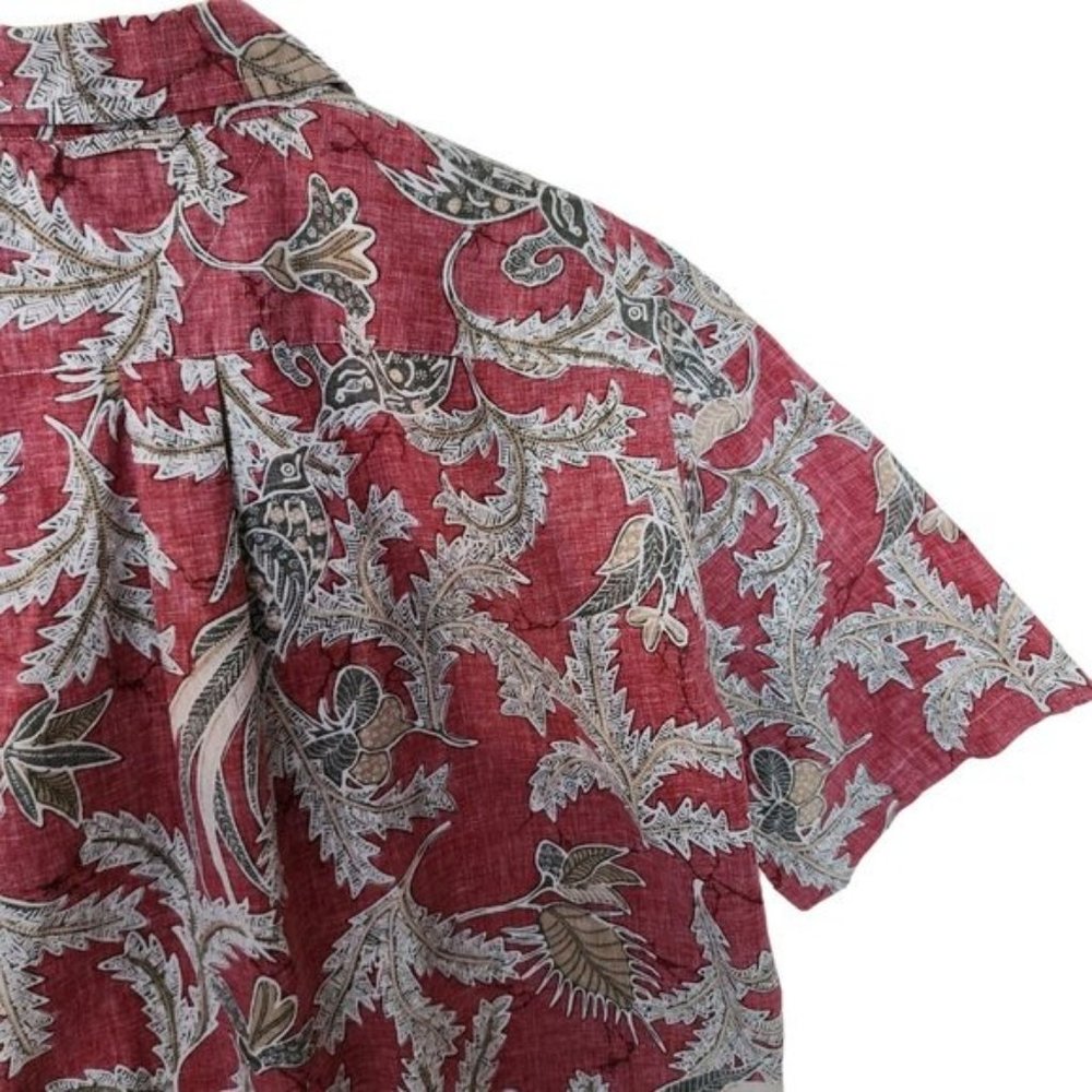 Tommy Hilfiger Golf Red Floral Hawaiian Style Button Up Men's XL Cotton - Picture 16 of 16